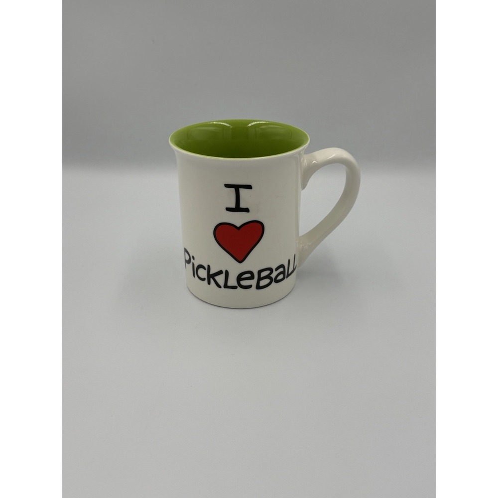 I Love Pickleball Coffee Mug Green Interior Dishwasher Microwave Safe